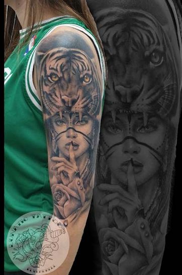 LUNATIC TATTOO ESTUDI tatuaje de mujer y tigre